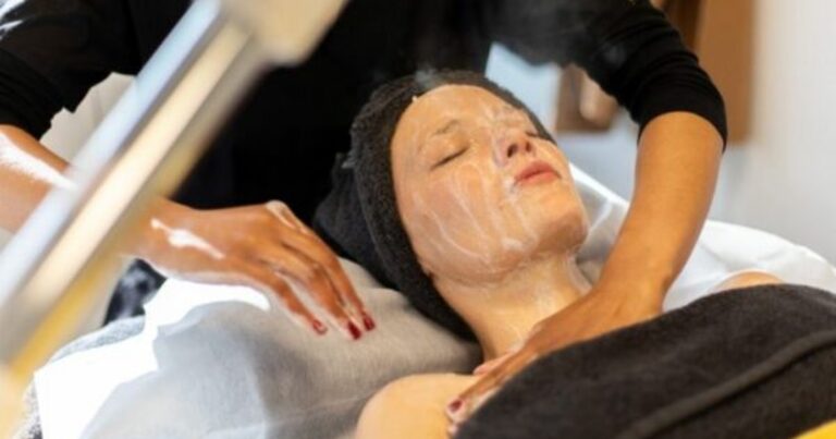 A woman getting a facial 