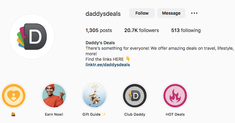 Daddy's Deals Instagram page - Find the Best Deals on Daddy's Deals