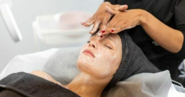 A woman getting a facial