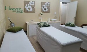 A treatment room at Heaven on Earth Day Spa in Musgrave