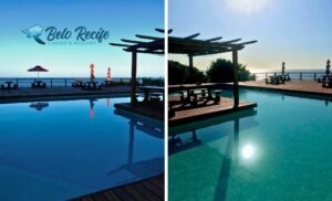 A landscape shot of Hotel Belo Recife's pool in Mozambique
