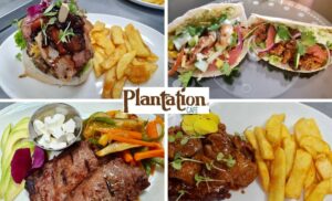 A collage of different meals available at Plantation Cafe