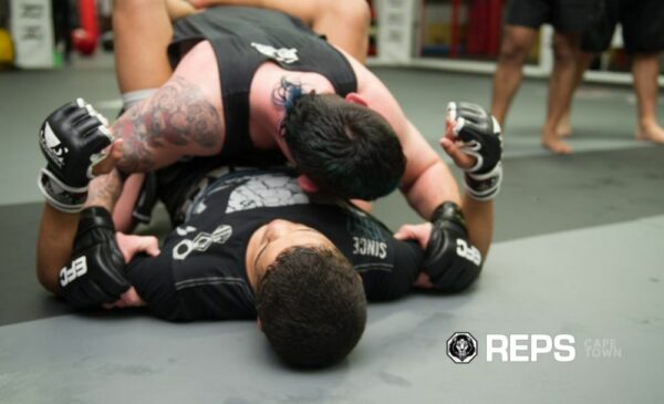 Two men practicing MMA at Reps Fitness in Bellville.