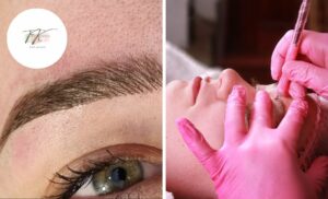 A collage of someone getting Combo brows done at TK Brow Artistry in Boksburg