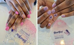 A collage of gel manicures done at Black Bird Beauty Spa in Roodepoort