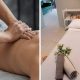 A collage of a woman getting a full-body Swedish massage and a treatment area at Delight Aesthetic Spa in Umhlanga