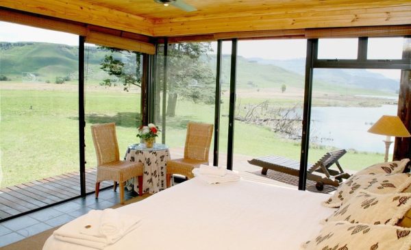 The bedroom at the Sunset Lodge at the Sani Valley Nature Lodges at Sani Pass