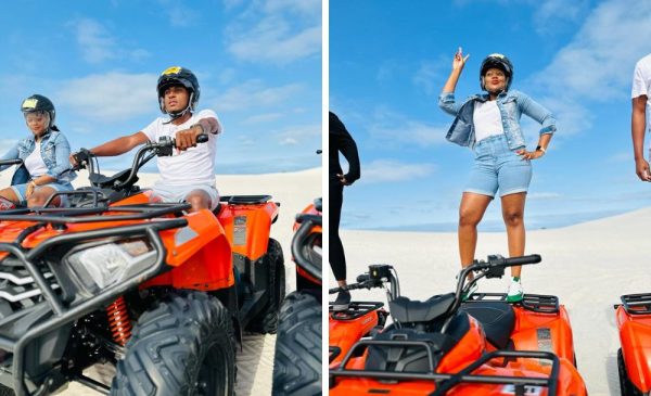 A collage of people photographed during a quad biking experience at Atlantis Dunes from Wild X Adventures