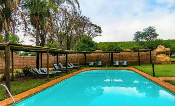 The pool at the Zebra Stables lodge at the Zebra Nature Reserve in Cullinan