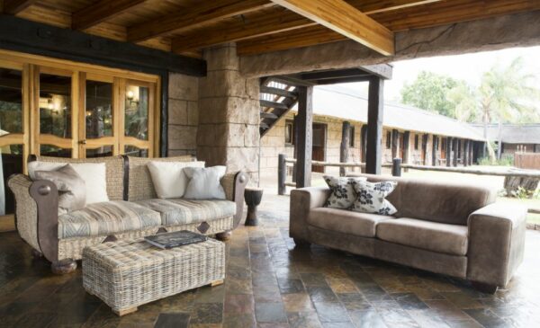 The outside relaxing area at the Zebra Stables lodge at the Zebra Nature Reserve in Cullinan