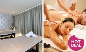 A collage of a couple getting a massage and a treatment area at La Jour Day Spa at The Square Boutique Hotel in Umhlanga