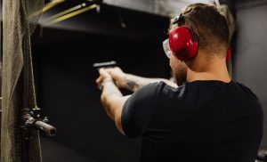 A man at a shooting range