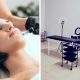 A collage of a stock photo of a woman receiving microneedling and a treatment area at Shape It in Umhlanga