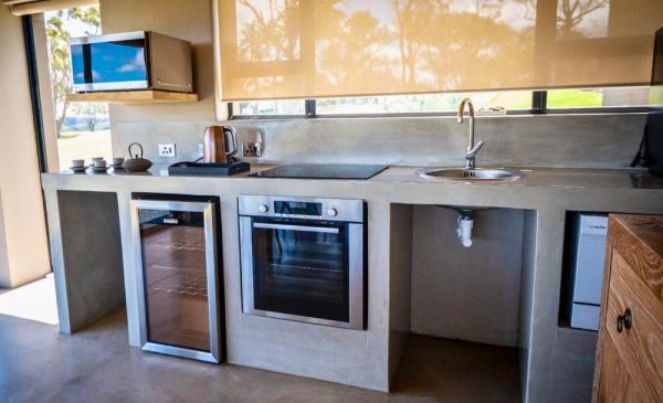 The kitchen in the 2 bedroom villa at Umbono Private Game Lodge in Alexandria