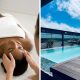 A collage of a stock photo of a woman having a massage and the pool at La Jour Day Spa at The Square Boutique Hotel in Umhlanga