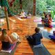 Guests practicing yoga at Mantis and Moon Backpackers in Umzumbe