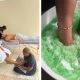 A collage of a jelly pedicure and a woman receiving a foot massage at Zen Wellness Spa in Midrand
