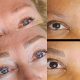 A collage of before and after photos of a combo brow application at Howa Aesthetics @ Seamless Beauty in Tokai