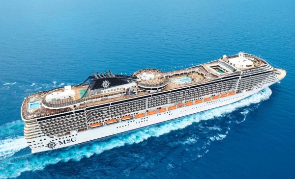 An aerial view of the MSC Splendida from MSC Cruises