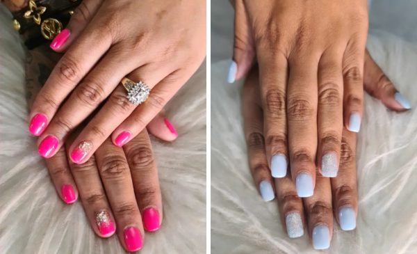A collage of women's nails done at Mode Hair and Beauty in Umhlanga