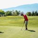 A stock photo of two men playing golf on a golf course