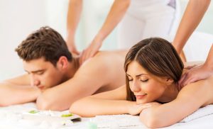A stock photo of a couple enjoying a massage