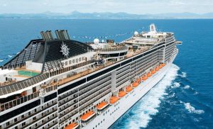 An aerial view of the MSC Splendida from MSC Cruises