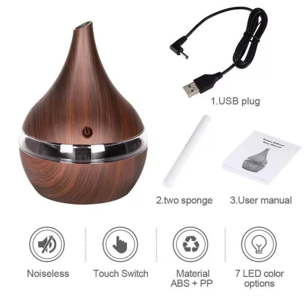 USB Interface Ultrasonic Air Diffuser in Light or Dark Wood_6