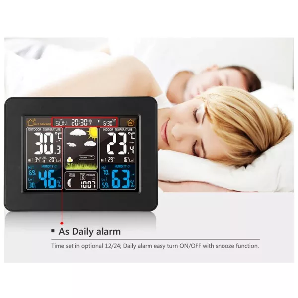 LCD Display Weather Station Alarm Clock- USB Powered_4