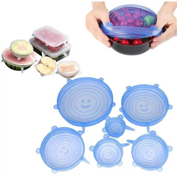 6 Pcs Reusable Universal Silicon Stretch Bowl Lids Kitchen Wrap Silicone Food Wrap Bowl Lid Kitchen Tools_1