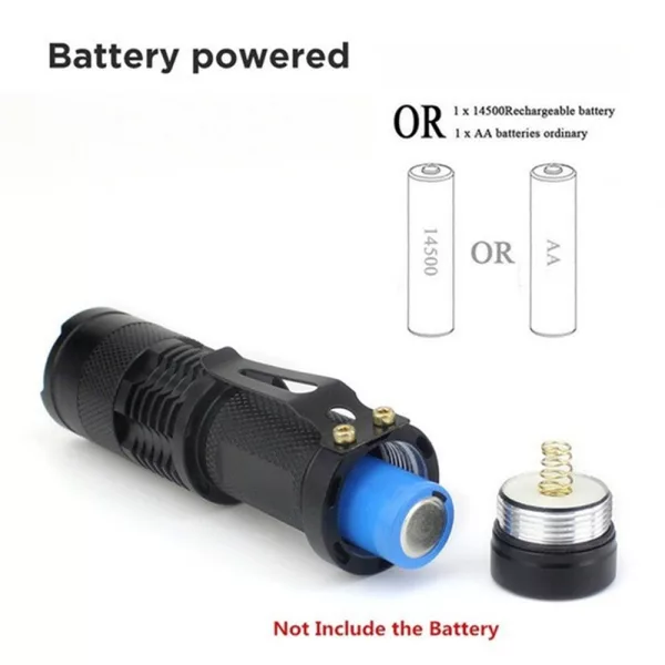 Mini LED Zoomable UV Flashlight Ultraviolet Flashlight Black Light Fake Bill and Urine Stain Detector- Battery Operated_8