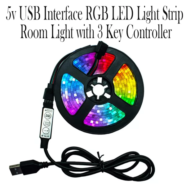 5v USB Interface RGB LED Light Strip Room Light with 3 Key Controller_2