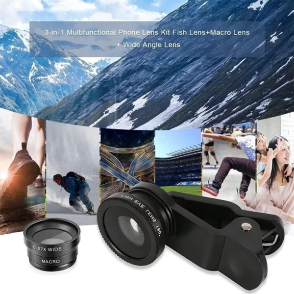 10 in 1 Kit 180 degree Fisheye Lens 0.65 Wide Angle Lens 12x Magnifying for Mobile Phones_6