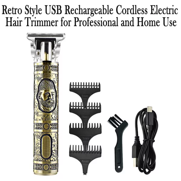 Retro Style USB Rechargeable Cordless Electric Hair Trimmer for Professional and Home Use_3