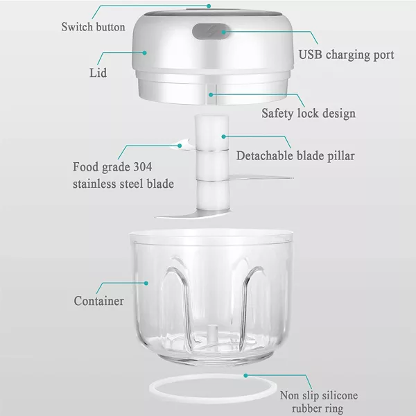 Automatic Mini Electric Food Chopper Portable Food Processor- USB Charging_7