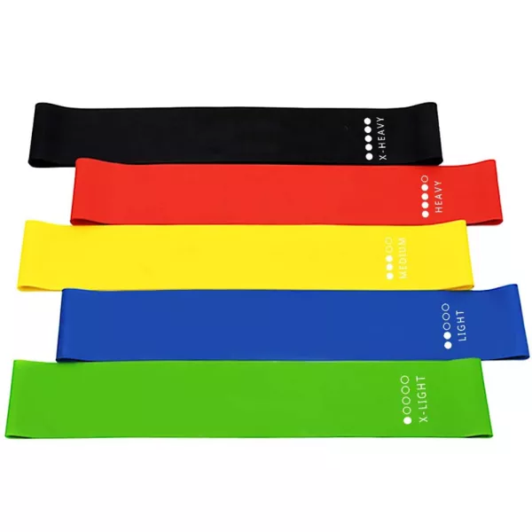 5-Pc Skin Friendly Different Levels Yoga Resistance Bands_1