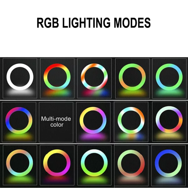 26cm RGB LED Selfie Ring Fill Light with Tripod- USB Powered_6