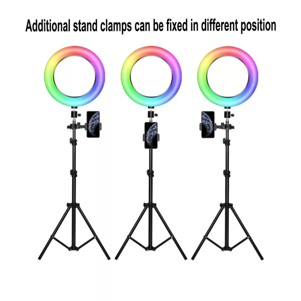 26cm RGB LED Selfie Ring Fill Light with Tripod- USB Powered_9