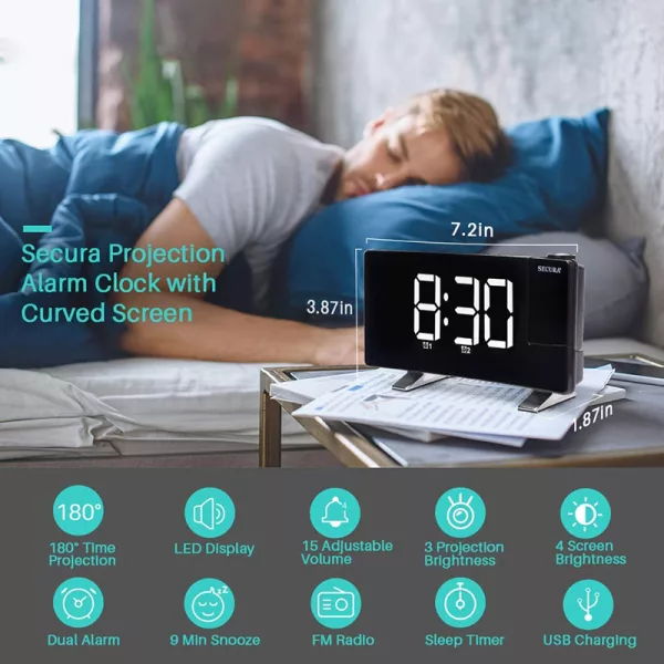 Projector FM Radio LED Display Alarm Clock- Battery Operated_1