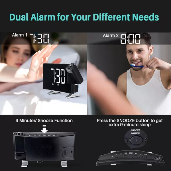 Projector FM Radio LED Display Alarm Clock- Battery Operated_4