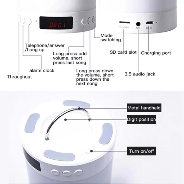 USB Rechargeable Touch Control LED Light and BT Speaker_6