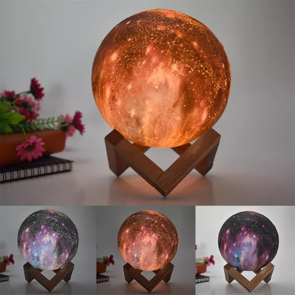 3D Printed Moon Galaxy Star Night Lamp and Room Décor- USB Charging_6