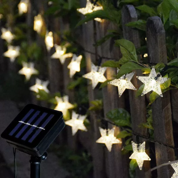 Solar-Powered LED 5-point Star String Lights Outdoor Decorative Lights_4