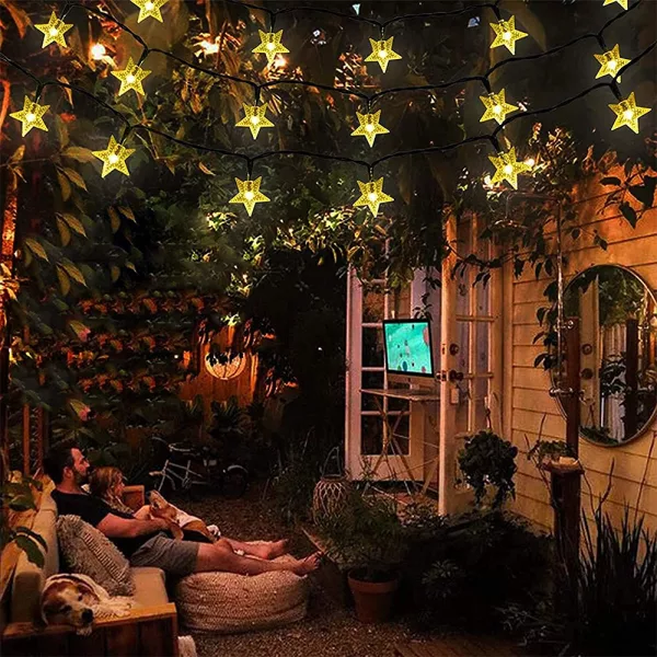 Solar-Powered LED 5-point Star String Lights Outdoor Decorative Lights_6