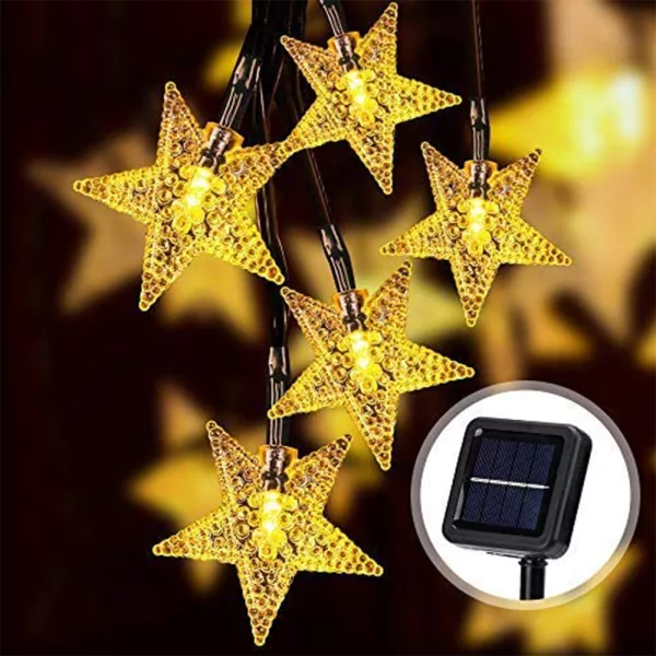 Solar-Powered LED 5-point Star String Lights Outdoor Decorative Lights_8