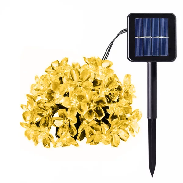 Solar Powered Flower String Lights Cherry Blossom Sakura Fairy Lights_2