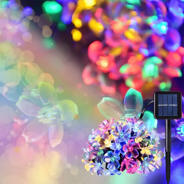 Solar Powered Flower String Lights Cherry Blossom Sakura Fairy Lights_3