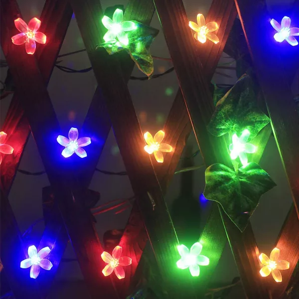 Solar Powered Flower String Lights Cherry Blossom Sakura Fairy Lights_6