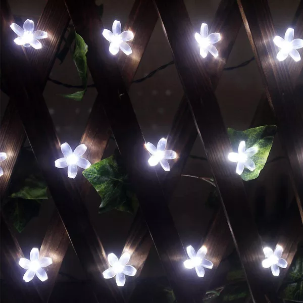 Solar Powered Flower String Lights Cherry Blossom Sakura Fairy Lights_8