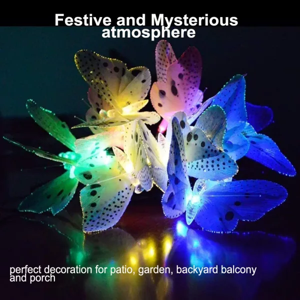 Fiber Optics Butterfly String Lights 12 LED Outdoor Decoration Lights_7